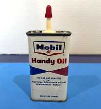 VINTAGE UNUSED 1950s MOBIL OIL HANDY OILER CAN FULL 4 OZ PEGASUS GAS STATION picture