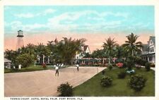 Vintage Postcard 1920's Tennis Court Hotel Royal Palm Fort Myers Florida FL picture