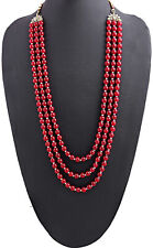 Indian traditional Metal Pearl Three line Moti Mala Haar for Dulha Red color picture