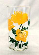 Vintage  Libbey Glassware Single High Ball Tumbler Yellow Flowers 9 Oz picture