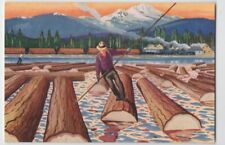 1950s Union Pacific Railroad State Series Oregon Logging Scene #7 picture