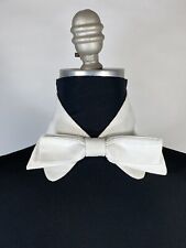 Vintage 1910's-1920's off-white cotton waffle pique Collar, Cuffs & Bow 4-pc set picture