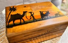 Vintage Jerusalem Olive Wood Hinged Box Holy Land Souvenir Keepsake Trinket picture