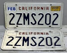 Vintage 90s - 2000 California CA License Plate Pair “2ZMS202” picture