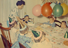 Mom Children At Birthday Party Table 1964 Vintage 35mm Slide 1960's R25 picture