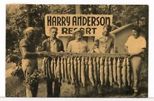 1948 Five Men with String of Fish HARRY ANDERSON RESORT, Crosslake MN Postcard picture