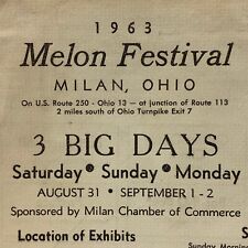 Vintage 1963 Melon Festival Milan Ohio Program Sheet picture