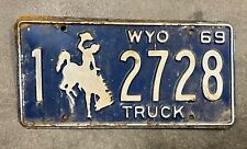 1969 Wyoming Truck License Plate Vintage Bucking Bronco Tag picture