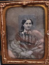 HALF PLATE DAGUERREOTYPE PHOTO WOMAN WEARING FANCY DRESS 1840s UNION CASE picture