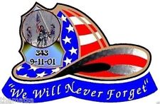 9-11-01 343 WE WILL NEVER FORGET FIRE WTC BUMPER STICKER DECAL MADE IN USA picture