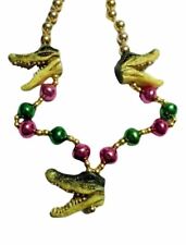 3 Alligator Heads Mardi Gras Beads Party Favor Necklace picture