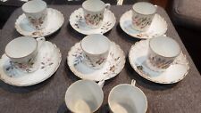 Antique set Hermann Ohme Floral 8 demitasse Cup 6 Saucer Victorian Germany picture