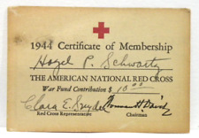 VTG 1944 WWll Red Cross War Certificate Membership Card picture