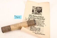 WW1 USMC War Service Certificate in Mailing Tube picture
