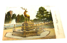 Antique Deer Fountain City Park, Reading Pennsylvania Glitter Postcard picture
