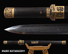 80cm Traditional Chinese HanWu King Jian Folded Steel Ebony Sharp Handmade Sword picture