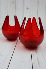 Pair of 2 Vintage Viking Glass Red Patio Lights Candle Holders | Retro | Home De picture