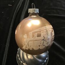 L1205🌟Vintage Gold Shiny Brite Glass Ornament “A TRAIN LOAD Of Happy Wishes” #3 picture