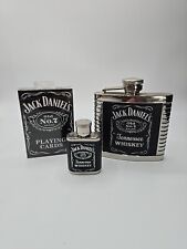 Jack Daniels OLD NO 7 2 Flasks 4 &  1 Ounce With Bicycle Playing Cards picture
