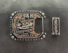 Trophy Rodeo Champion Belt Buckle 2 Piece Team Roping Roper Header Heeler picture