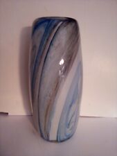 8.5in Tall Handblown Blue White&Black Vase Signed&Dated.Excellent Condition. #32 picture