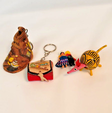 Vntg Handpainted Wooden Armadillo Bobble Head  plus Leather Keychains from Peru picture