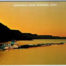 c1960s Dubuque, IA Greetings from Mississippi Tow Boat Ship Towboat Vtg PC A240 picture