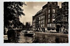 POSTCARD - Amsterdam - canal boat + Stadhuis - Photo card 1950s? picture