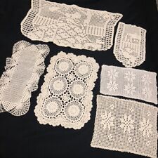  Vintage 30s-40s Hand Crocheted Doilies Lot of 6 Heavier Cotton Sofa Doilies picture