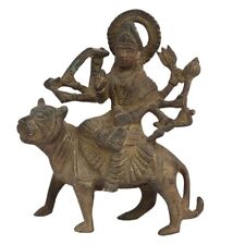 Handmade Vintage Finish Brass Ashtabhuja Goddess Durga Figurine Statue picture