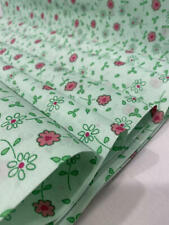 Vtg Fabric Cotton Floral Pastel Mint Green Pink White Daisy Stem Flowers 44X158 picture