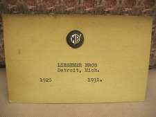 1920 1931 MB Co. Liesemer Bros Detroit Pin Medal Blank Sales Record Card VTG picture