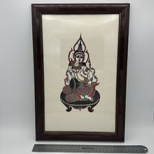 Vintage Thai Buddha Silk Paper Art In Frame - 13x19 Inches picture