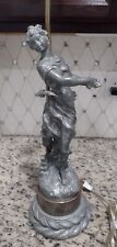 Vintage Auguste Moreau Spelter Figural Lamp Woman Made In France picture