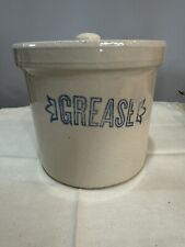 Vintage Glazed Stoneware Grease Crock With Lid Pottery picture