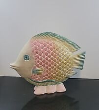 Vintage Hand Carved Wooden Tropical Colorful Fish Figurine Nautical Ocean Decor picture
