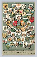 Arms Of The States And Territories Of The American Union, Vintage c1908 Postcard picture