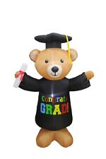 USED 6 Foot Inflatable Graduation Teddy Bear with Cap Gown Diploma Decoration picture