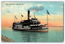 1913 City Chester Steamer Ferry Ship Wilson Line Chester Pennsylvania Postcard picture