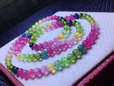 5.5mm Natural Rainbow Color Tourmaline Gemstone Crystal Round Bead Bracelet AAAA picture