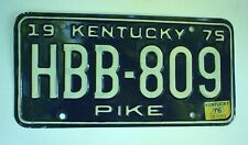 Old 1975 Kentucky License Plate HBB-809 Embossed Vintage Pike County picture