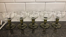 Vintage Wine Glasses Goblets Green Bubble Stem Grape & Leaf Design Set Of 5 EUC picture