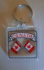 Vintage Souvenir Canada Canadian Flag Acrylic Keychain Keyring Metal Ring picture