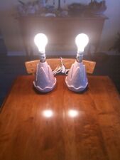 ATOMIC MCM HAND CRAFTED PINK GLAZED CERAMIC VINTAGE PAIR OF WORKING LAMPS picture