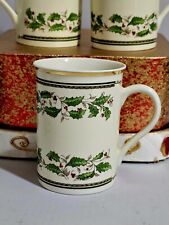 1994 KONITZ Set Of 4 Porcelain Coffee Mug Cup Germany Christmas Holly Gold Trim  picture