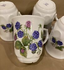 Vintage EPIAG Czechoslovakia Porcelain Coffee Tea Cups Mugs BLACKBERRIES Set picture