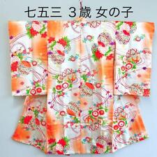 3 Year Old Girl Long Kimono Orange Color White Ball Running Water picture