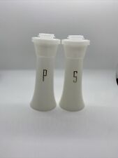 Vintage Tupperware Salt and Pepper Shakers Hourglass 1970s Gold Letters nice picture
