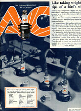 1928 Original AC Spark Plugs Ad.  Close-Up Photo Of Engine Block. Big Page picture