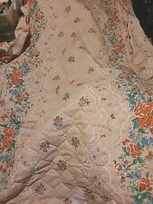 Vtg  60s 70s Cottage Granny MCM Floral Twin Bedspread Coverlet Ruffle Retro picture